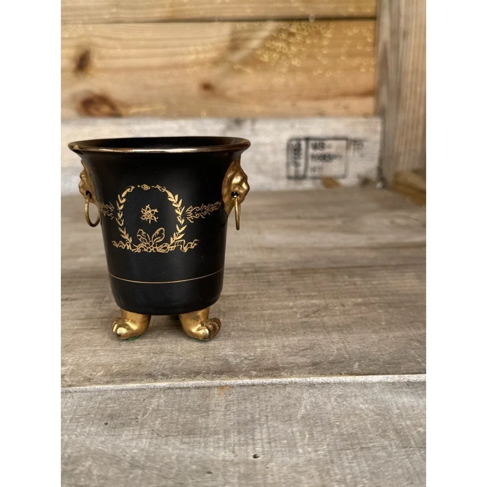 Early Mid-Century Lion Urn/Toothpick Holder Gold Guilded Lions Head & Feet Mixed